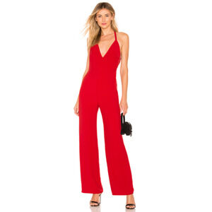 NBD X Naven Macie Jumpsuit Women's Size XXS Barbados Cherry Red Exposed Side Zip